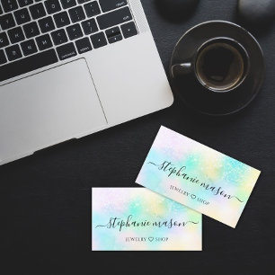 Holographic Glitter Pastel Girly Business Card