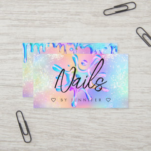 Holographic Glitter Polish Splash Drips Nails Business Card
