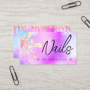 Holographic Glitter Polish Splash Nails QR Code Bu Business Card