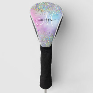 Holographic Glitter Rainbow Pastels Monogram Golf Head Cover