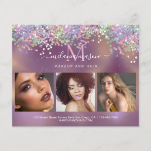 Holographic Glitter Sparkles Makeup Artist Salon Flyer