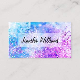Holographic Glitter Watercolor Elegant Purple Business Card