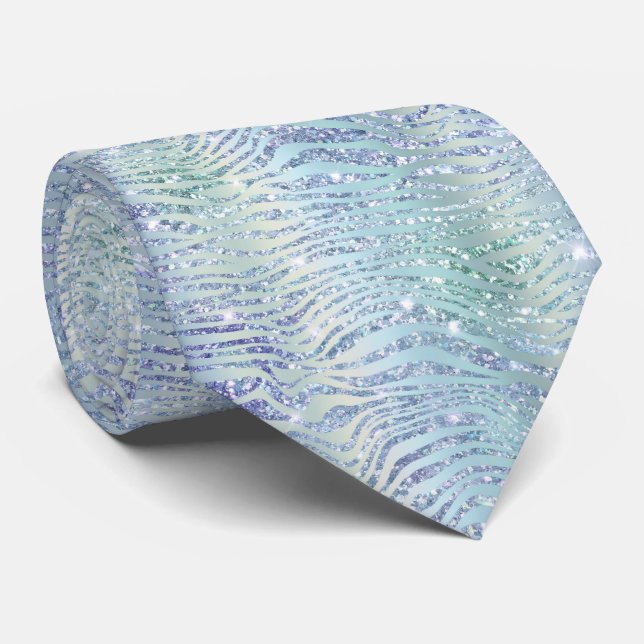 Holographic glitter zebra print tie (Rolled)