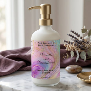 Holographic & Gold Glitter Cosmetics Bottle Label