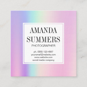 Holographic Gradient Background Square Business Card