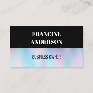 Holographic Gradient   Black Colour Block Business Card