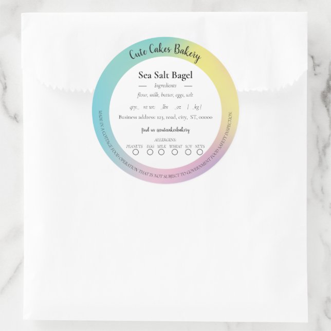 Holographic Gradient Cottage Food Law Stickers (Bag)