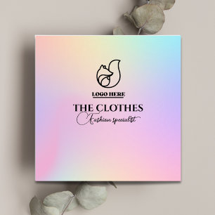 Holographic Gradient Qr Code Clothing Store Logo  Square Business Card