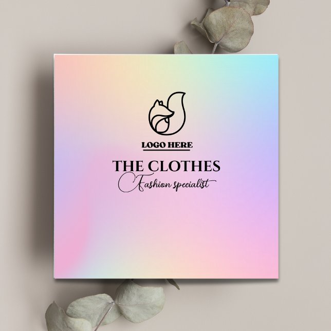 Holographic Gradient Qr Code Clothing Store Logo  Square Business Card (Holographic Gradient Qr Code Clothing Store Logo Square Business Card)