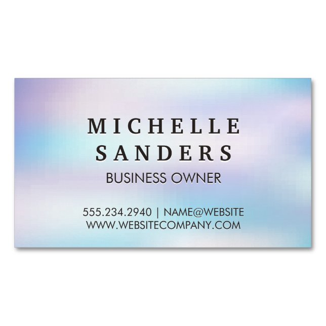 Holographic Gradient | Simple Background Magnetic Business Card (Front)