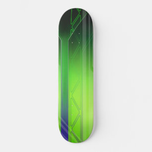 Holographic Green and Black Sci-Fi Panel Skateboard