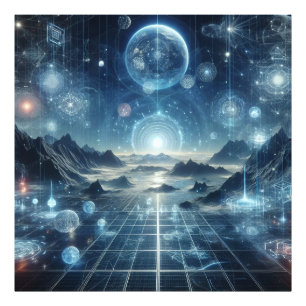 Holographic Harmony: Futuristic Digital Art Print