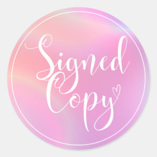 Holographic Heart Handwriting Signed Copy Classic Round Sticker