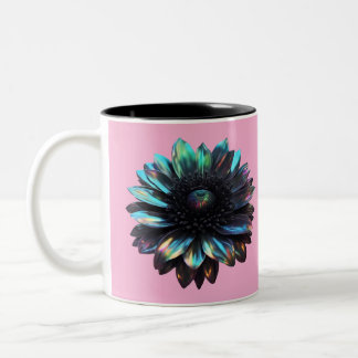 Holographic Iridescent Black Dahlia Two-Tone Coffee Mug