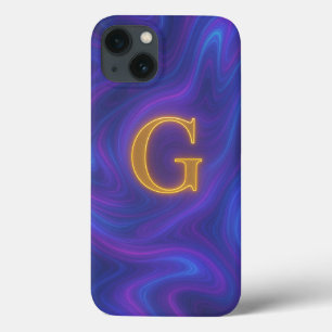 Holographic Iridescent Marble Monogram Phone Case