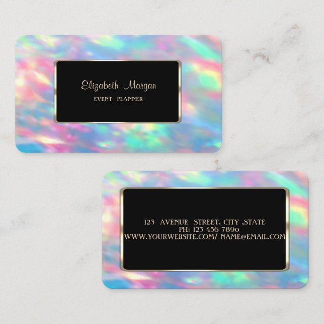 Holographic Iridescent Opal Frame Business Card (Front/Back)
