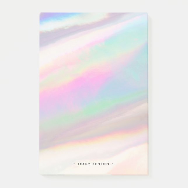 Holographic Iridescent Opal Gemstone Personalized Post-it Notes (Front)