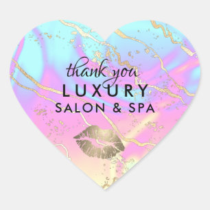 Holographic Iridescent Opal Gemstone   Thank You Heart Sticker