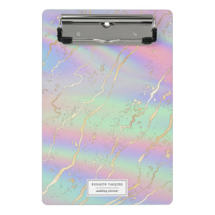 Holographic Iridescent Opal   Personalized Mini Clipboard