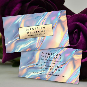 Holographic Iridescent Shimmer Modern Business Card