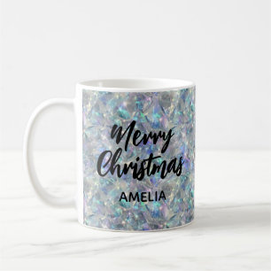 Holographic Iridescent Texture Merry Christmas  Coffee Mug