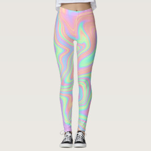 Holographic Iridescent  Trippy Multicolor Fluid Leggings