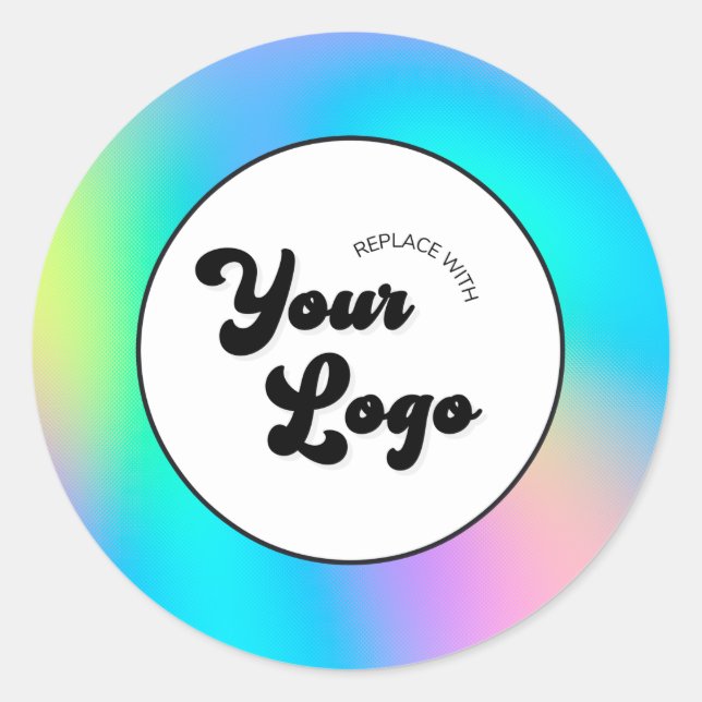 Holographic Iridescent Your Custom Business Logo Classic Round Sticker (Front)
