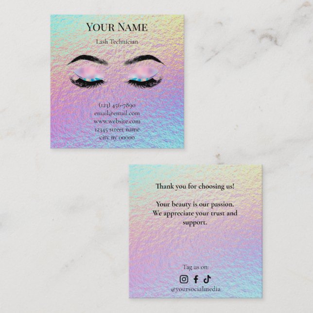Holographic Lash Technician Thank you Card (Front/Back)