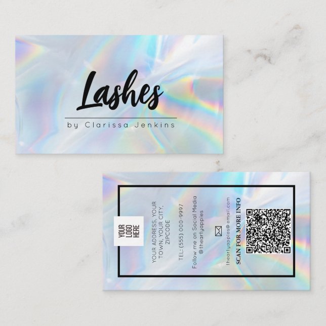 Holographic Lashes Eyelash Extensions makeup Business Card (Front/Back)