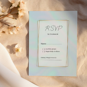 Holographic lavender pastel blue marble RSVP Invitation