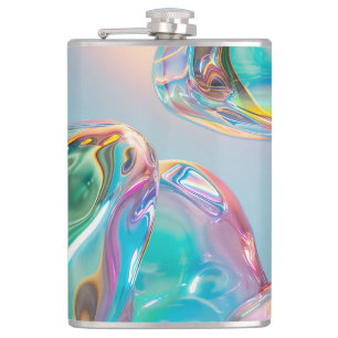 Holographic Liquid Metal Gradient Aura Aesthetic Hip Flask