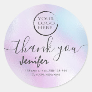 holographic  logo script thank you classic round s sticker