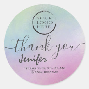 holographic  logo script thank you classic round s sticker