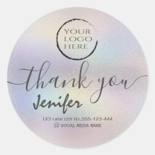 holographic  logo script thank you classic round sticker