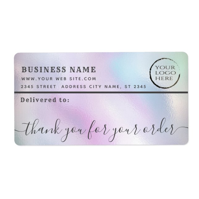 Holographic logo thank you business mailing label (Front)