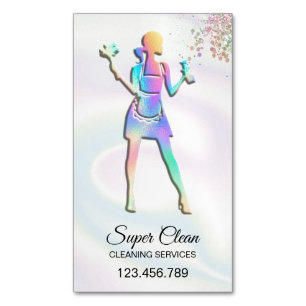 Holographic Maid Cleaning Cleaning Services Busine Magnetic Business Card