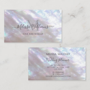 Holographic Makeup Artist Monogram Business Card
