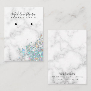 Holographic Marble White Earring Display Card