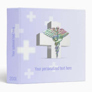Holographic Medical 3D Caduceus White Cross Binder
