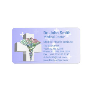 Holographic Medical 3D Caduceus White Cross Label