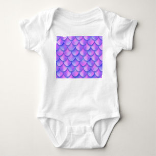 Holographic mermaid tail, vibrant foil texture. baby bodysuit