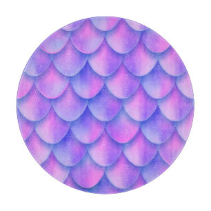 Holographic mermaid tail, vibrant foil texture. cutting board
