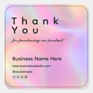 Holographic Modern Minimalist Business Thank You Square Sticker