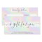 Holographic modern pastel rainbow salon gift card