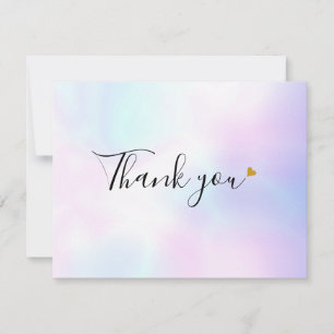 Holographic Modern Script Thank You Card