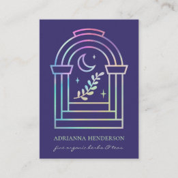 Holographic Moon & Herb Mystical Boho Doorway Business Card