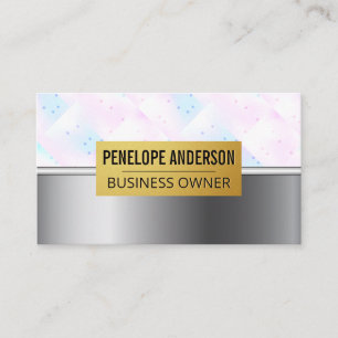 Holographic Mosaic Geometric Metallic Business Card