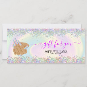 holographic nail salon woman hand nails technician