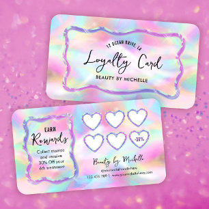 Holographic Neon Colours Girly Makeup Nails Salon Loyalty Card