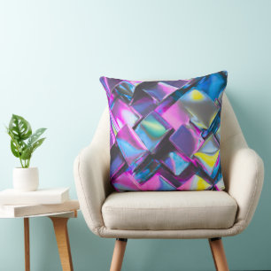Holographic Neon Glow Aesthetic  Throw Pillow